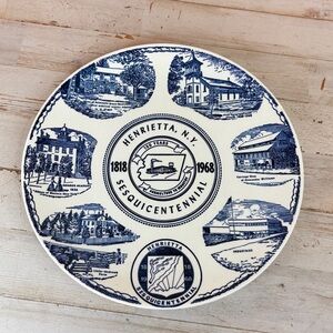 Vintage Henrietta County, NY Sesquicentennial Commemorative Plate Hoosick Hanger